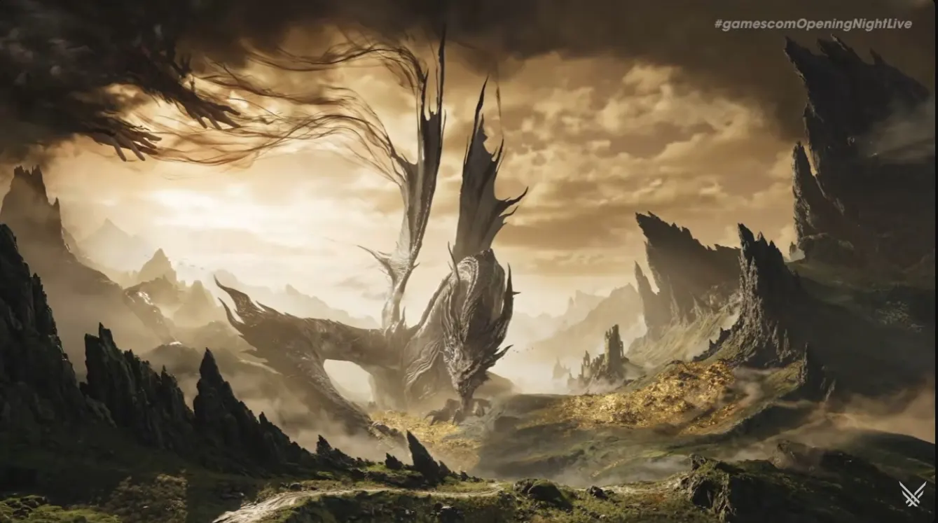 Large creature in a rocky landscape in the official Nodusfall reveal trailer